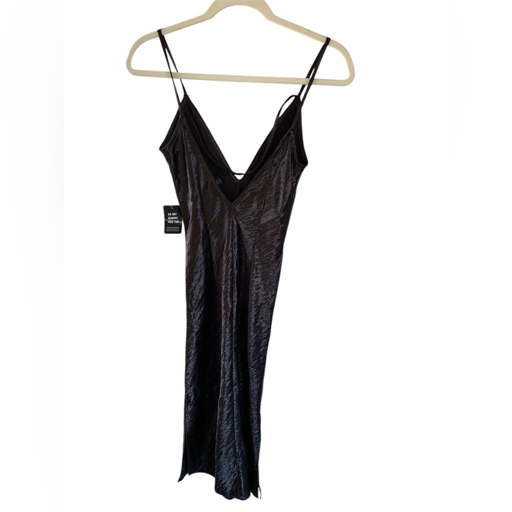 Express Textured Satin Black Slip Dress NWT